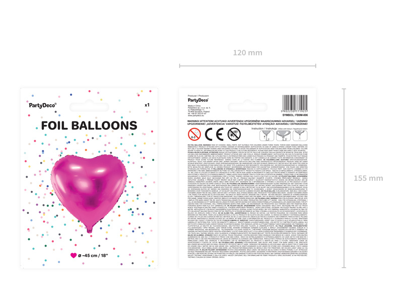 Hartenballon folie - Roze - 45 cm