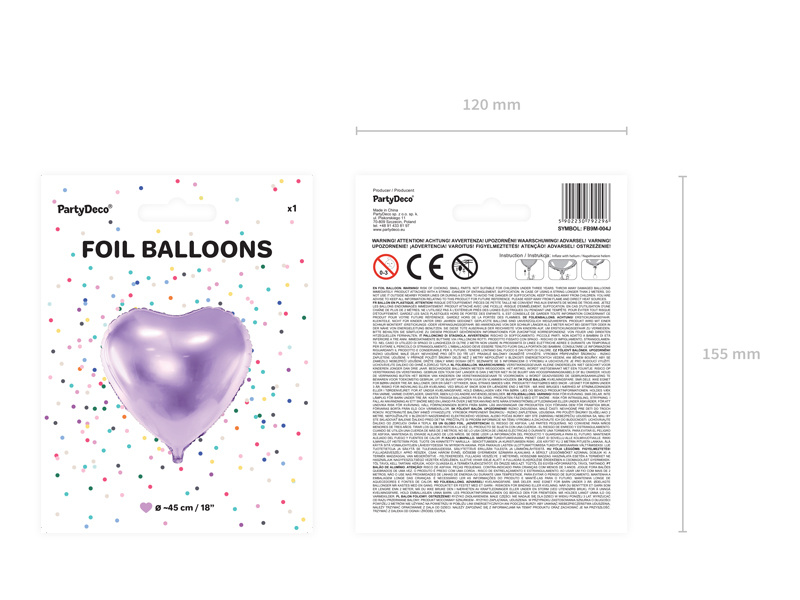 Hartenballon folie - Lila - 45 cm