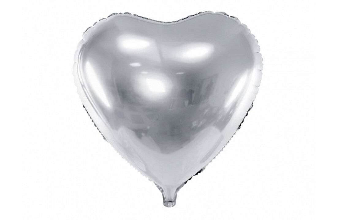 Hartenballon folie - Zilver - 45 cm