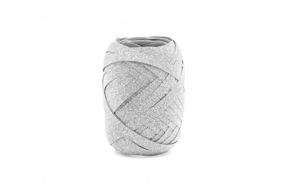 Cadeaulint zilver glitter | 10 meter