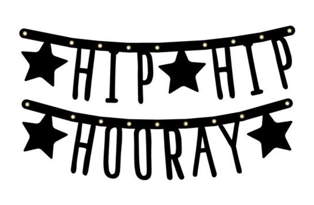 Letterslinger Hip Hip Hooray | Zwart karton