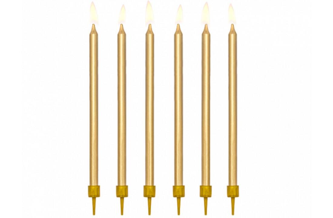 Taartkaarsjes goud lang - 12,5 cm - 12 stuks