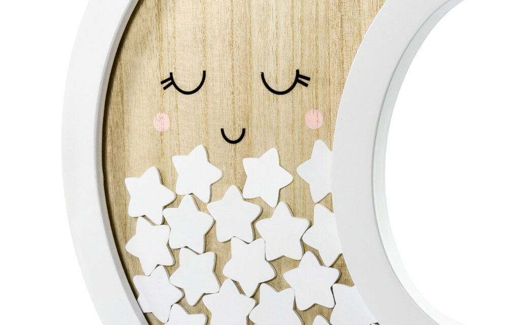 Maan & sterren houten gastenboek | 30 sterren | Babyshower | Geboorte