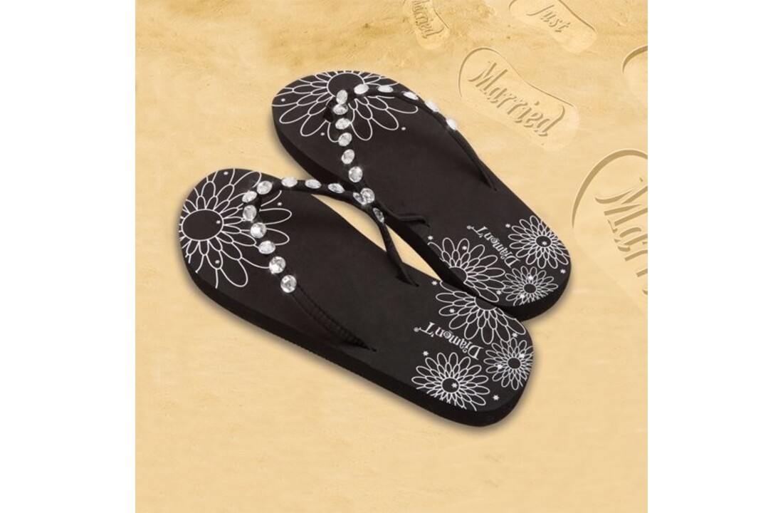 Slippers Just Married - huwelijksreis - trouwcadeau Zwart