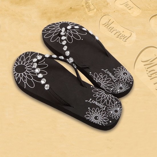 Slippers Just Married - huwelijksreis - trouwcadeau Zwart