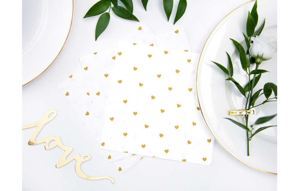 Servetten hartjes | goud | 20 stuks