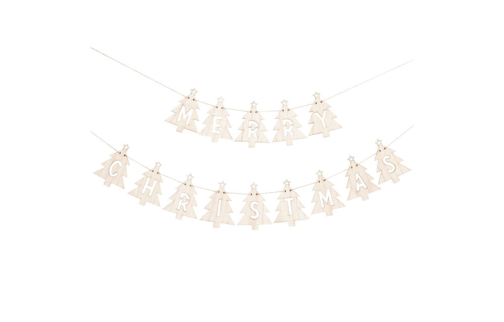 Merry Christmas houten slinger | Kerstmis slinger 3,5 meter