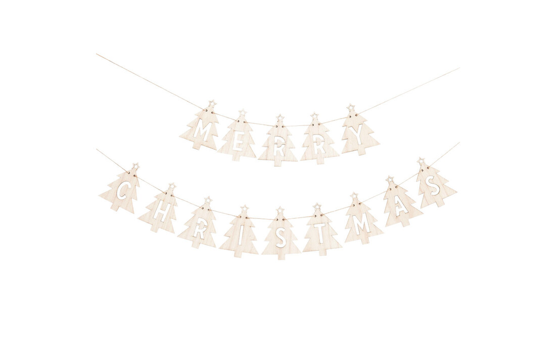 Merry Christmas houten slinger | Kerstmis slinger 3,5 meter