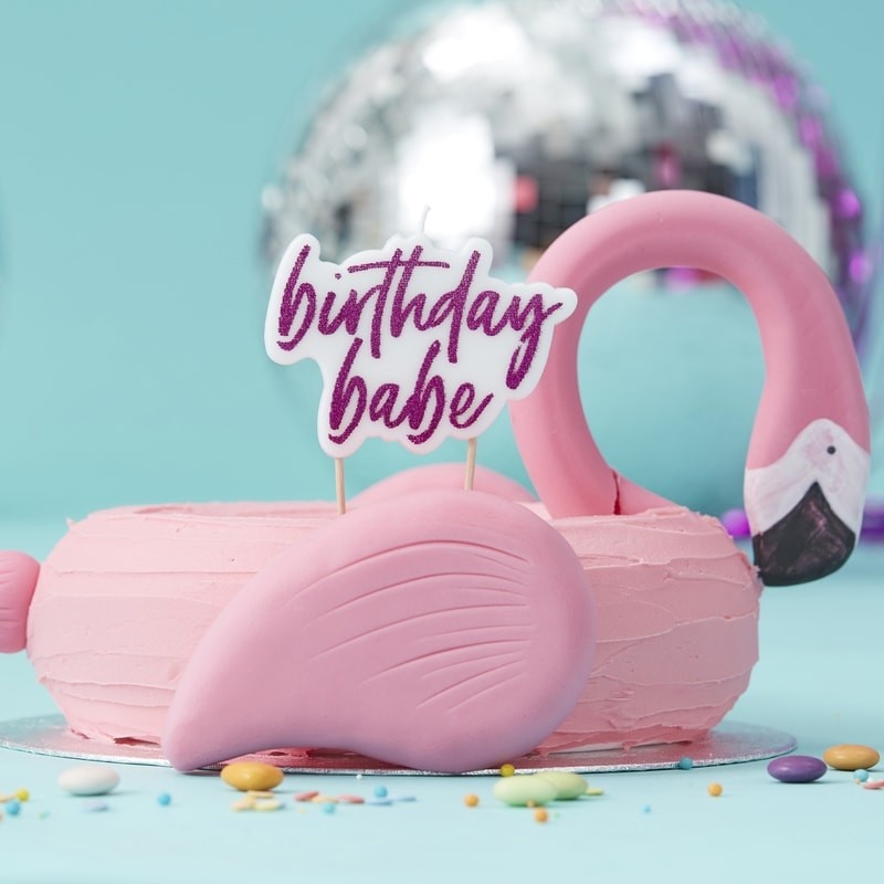 Birthday Babe | Verjaardagskaars | Roze glitters