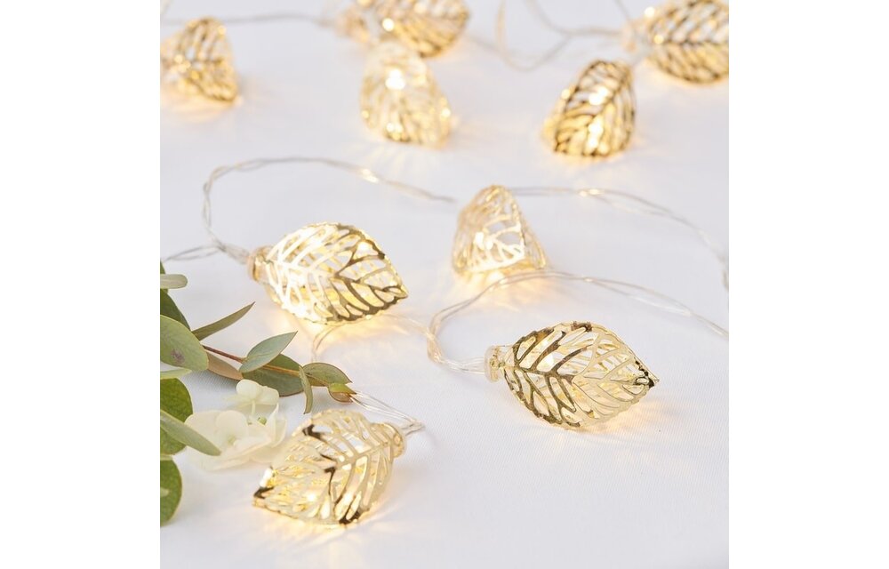 Gouden LED verlichting blaadjes lichtslinger | Goud | 1.5 meter