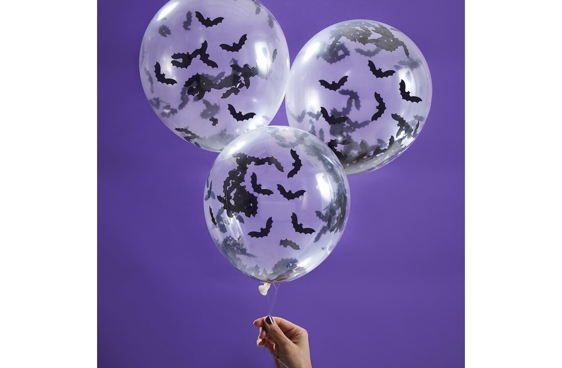 Confettiballonnen vleermuizen - 5 stuks