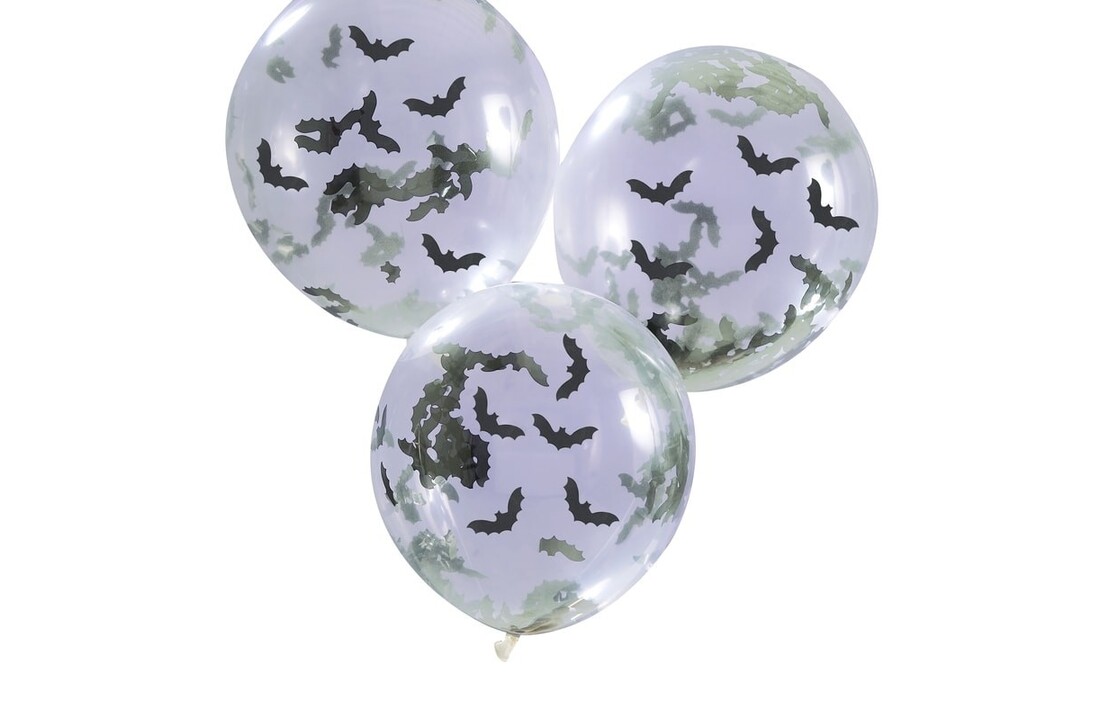 Confettiballonnen vleermuizen - 5 stuks