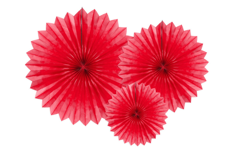 Tissue waaier 3 stuks - rood