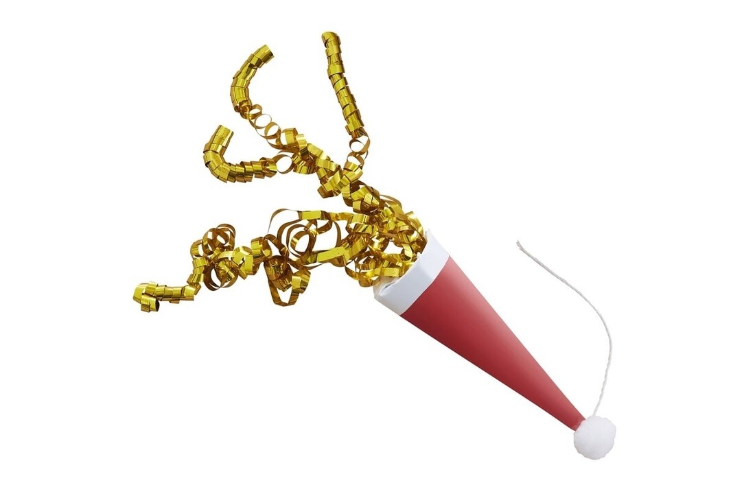 Mini partypoppers - kerstmuts - 8 stuks