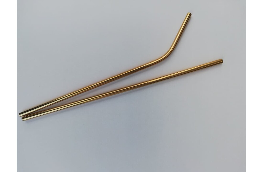 Herbruikbare rvs rietjes - goud - 8 stuks