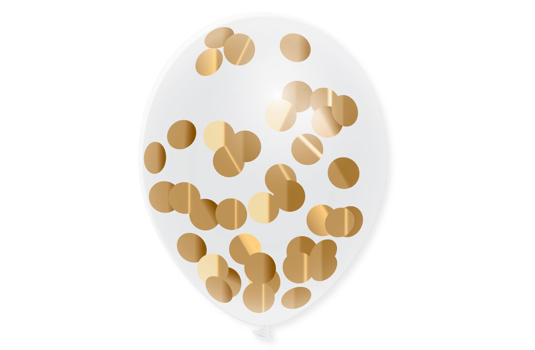 Confettiballonnen goud - 5 stuks