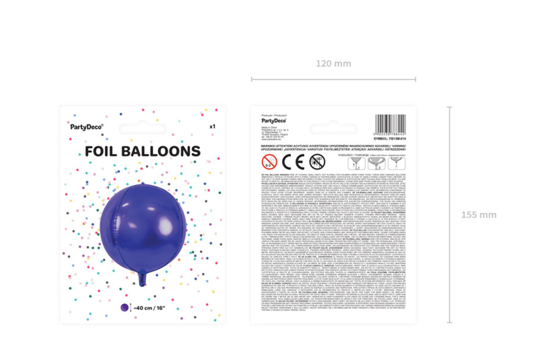 Folieballon bal paars - 40 cm