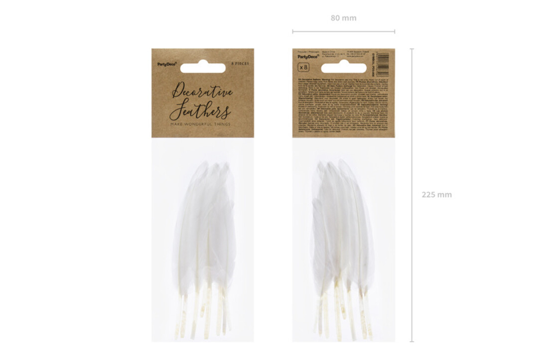 Witte decoratieve veren - 10-16 cm - 8 stuks