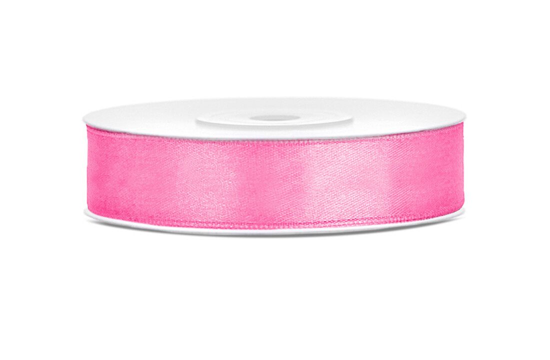 Satijnen lint roze 12mm breed- 25m lang