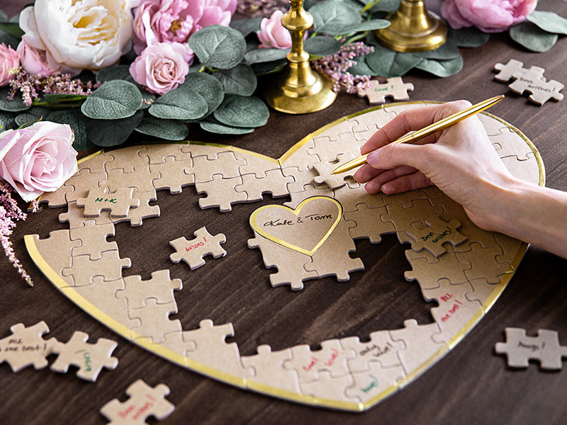 Gastenboek puzzelhart kraft - 85 stukjes