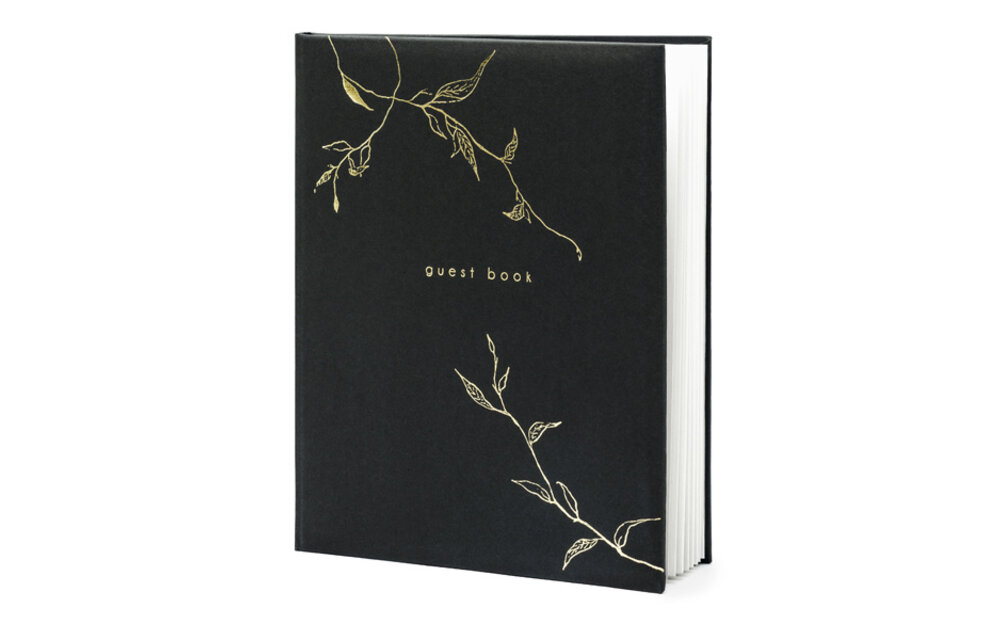 Gastenboek zwart met gouden design | 22 pagina's