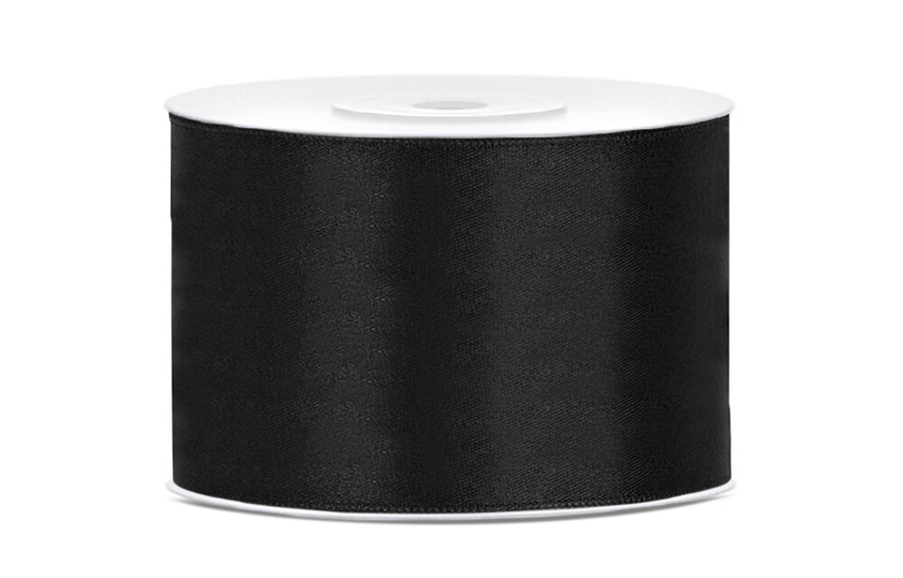 Satijnen lint zwart 50mm breed- 25m lang