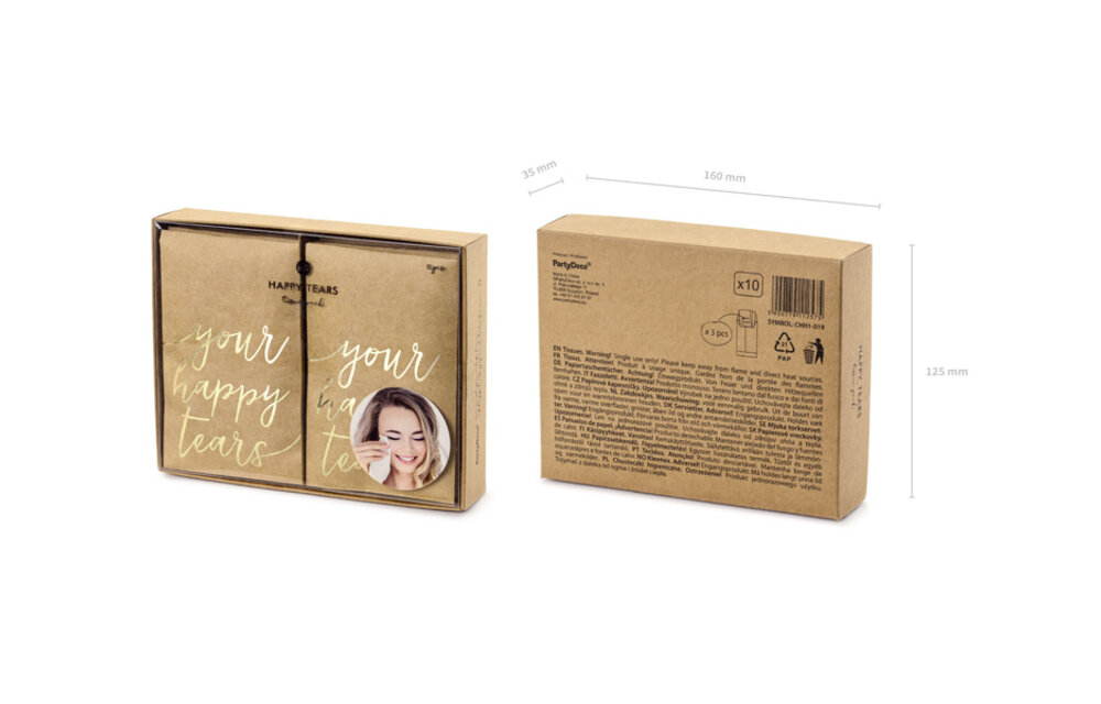 Zakdoekjes - Your happy tears - kraft/goud - 10 stuks