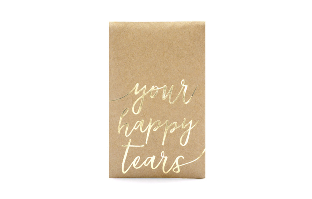 Zakdoekjes - Your happy tears - kraft/goud - 10 stuks