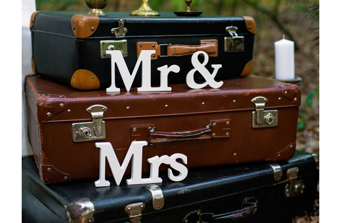 Mr & Mrs - Houten decoratie - wit