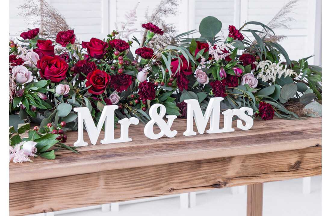 Mr & Mrs - Houten decoratie - wit