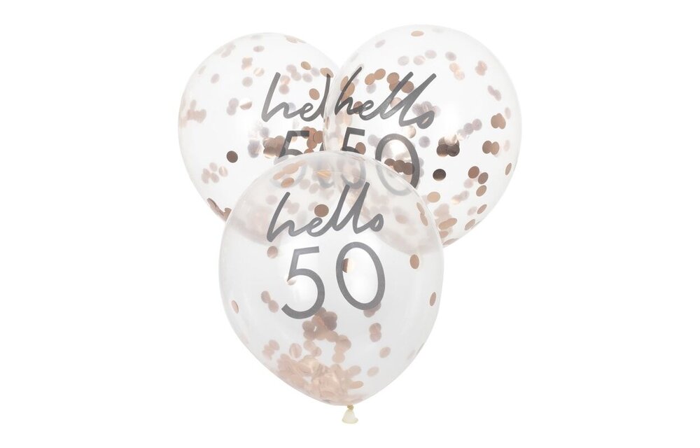 5 Confettiballonnen 50 jaar | Hello 50