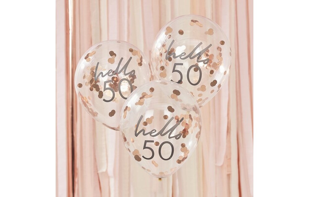 5 Confettiballonnen 50 jaar | Hello 50