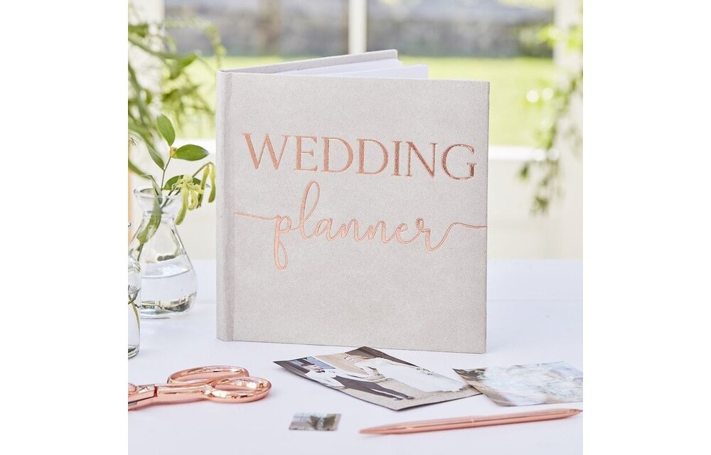 Weddingplanner boek | Engelstalig | Grijs suede