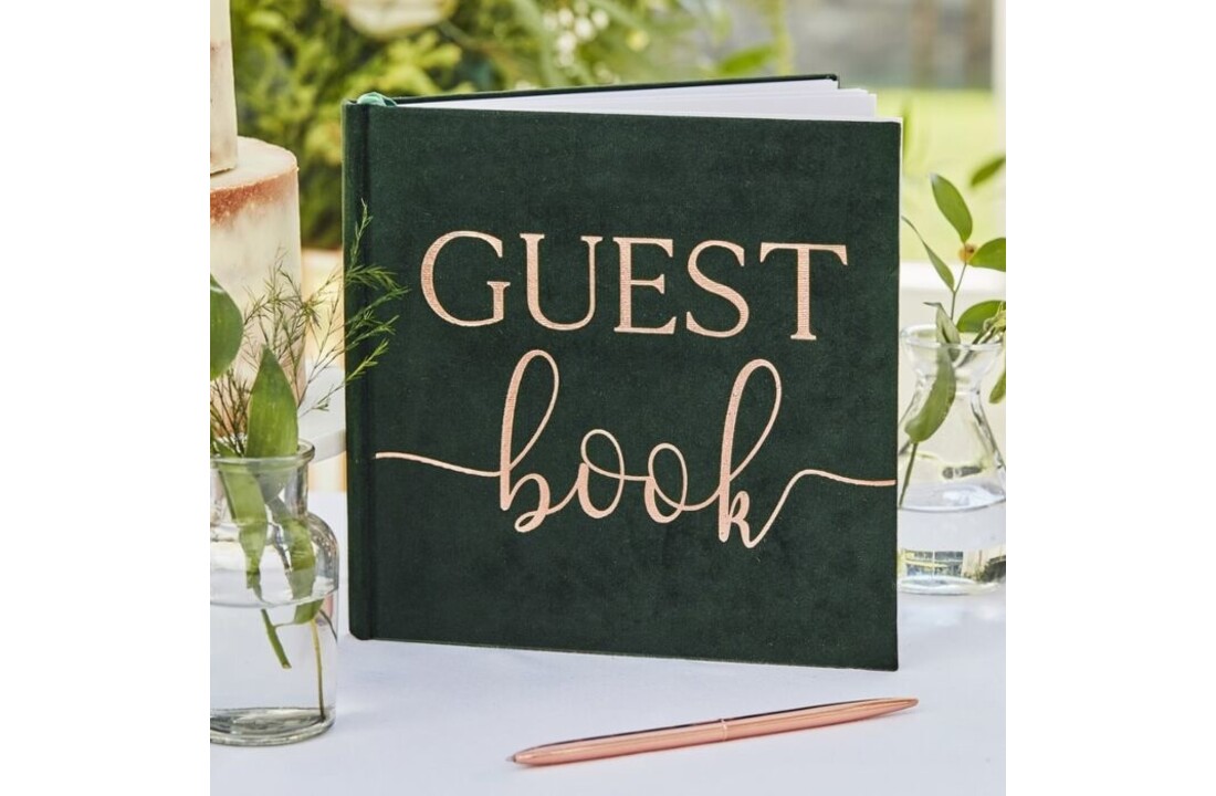 Gastenboek velvet groen - 32 pagina's