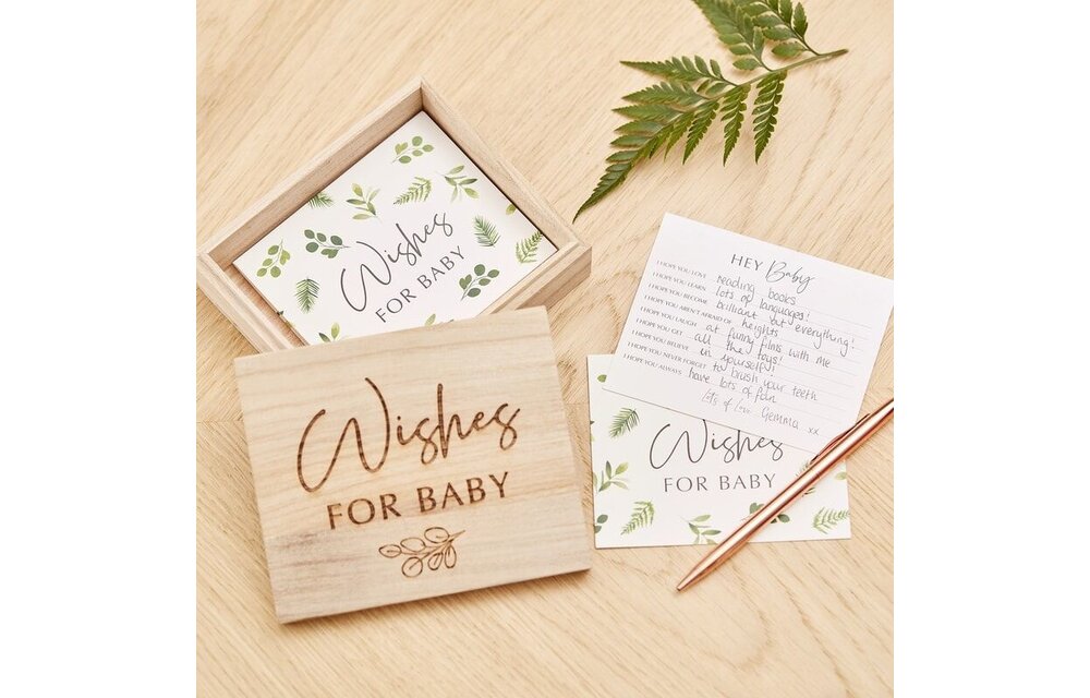 Wishes for baby - Advieskaarten in houten box