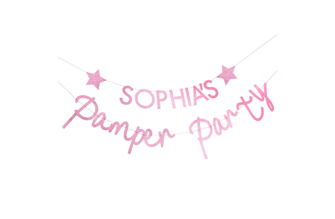 Pamper party roze glitter - gepersonaliseerde slinger