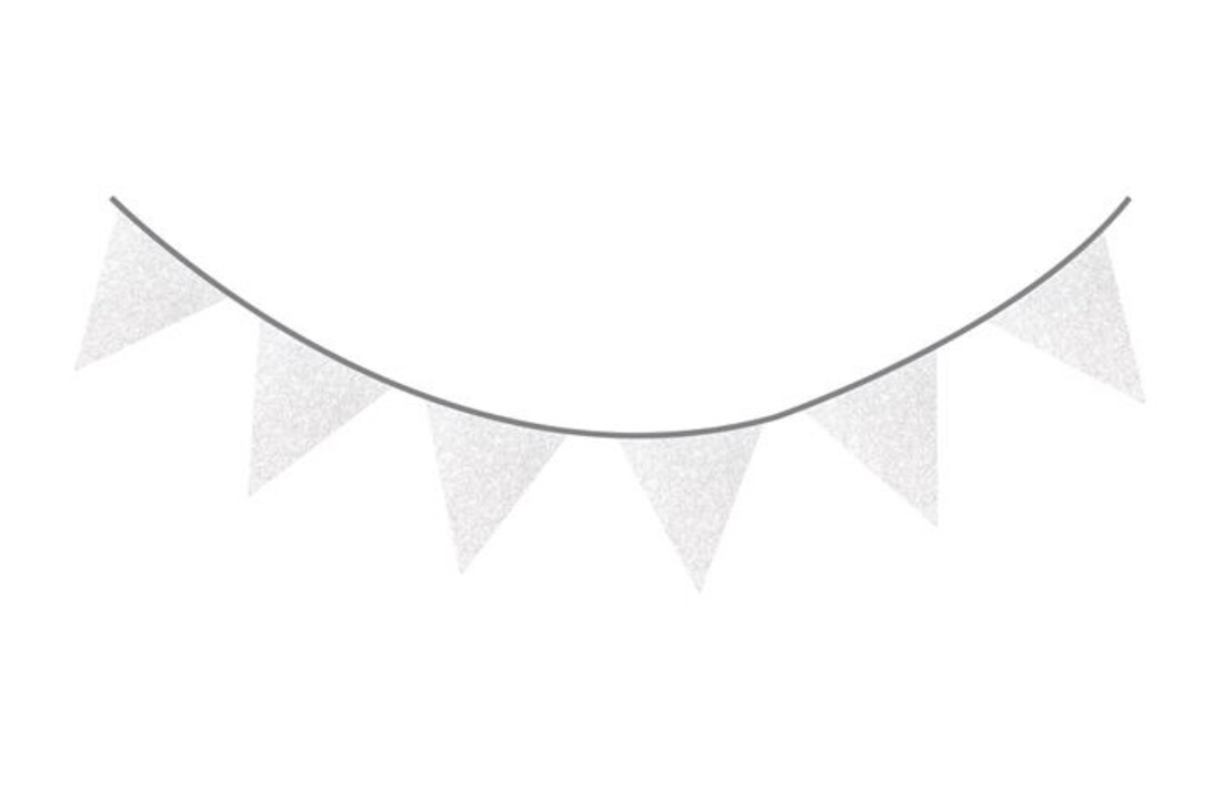 Glitter vlaggenlijn zilver - 6 meter