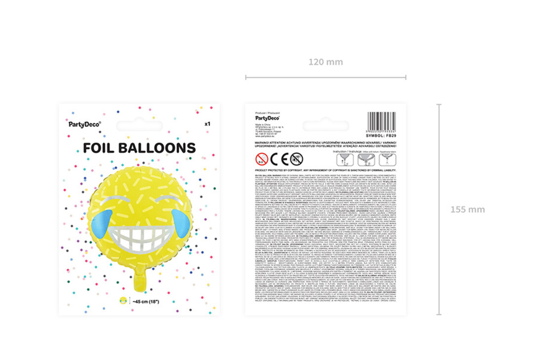 Folieballon Emoji - Smile - 45 cm