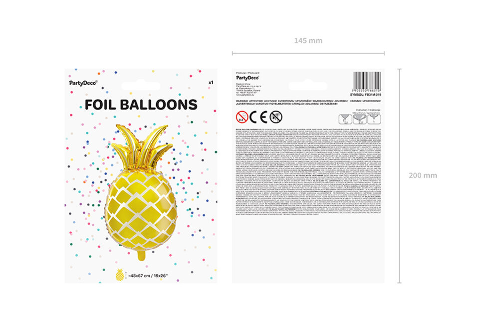 Folieballon Ananas - 63 cm