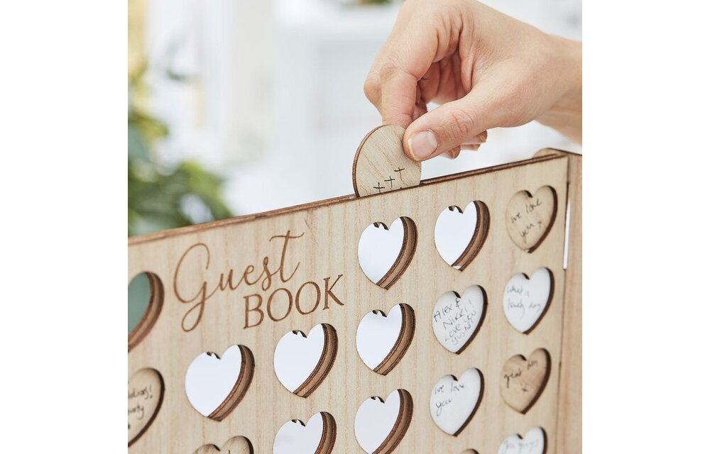Gastenboek houten hart frame game