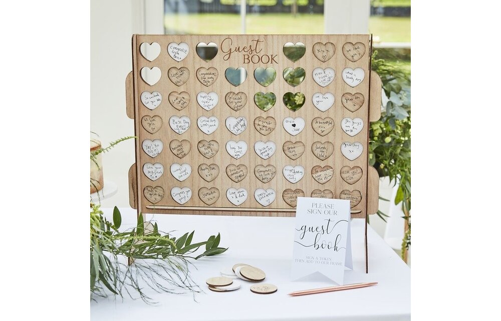 Gastenboek houten hart frame game