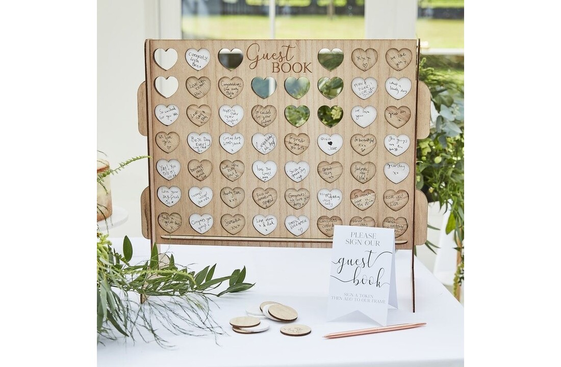 Gastenboek houten hart frame game