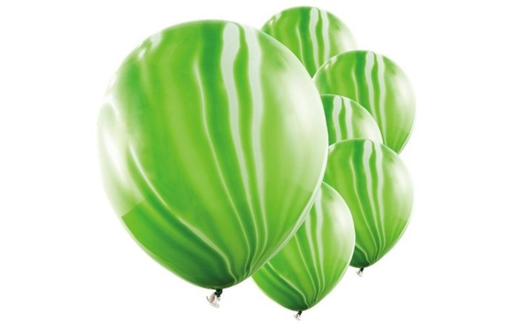 Marble ballonnen groen - 6 stuks