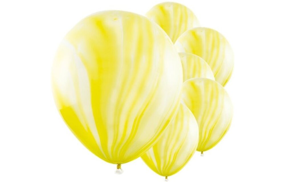 Marble ballonnen geel - 6 stuks