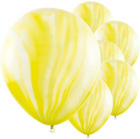 Marble ballonnen geel - 6 stuks
