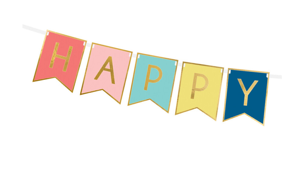 Banner slinger Happy Birthday kleuren mix