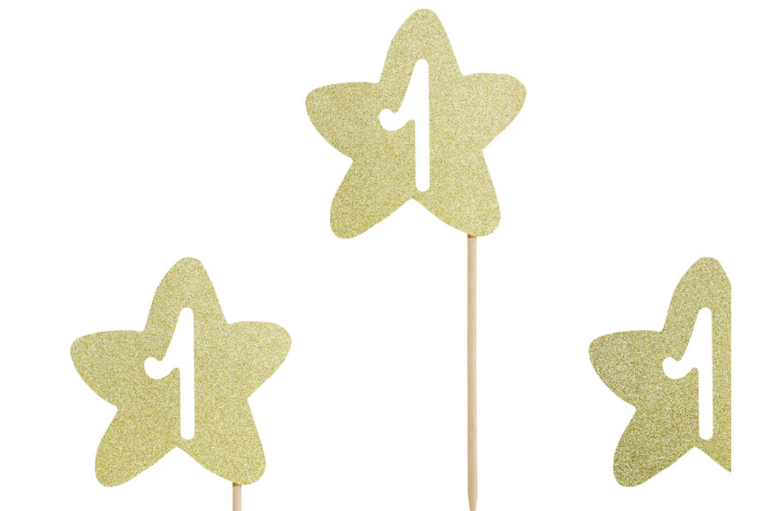 Cupcake Toppers 1st Birthday Gouden Sterren 6 stuks