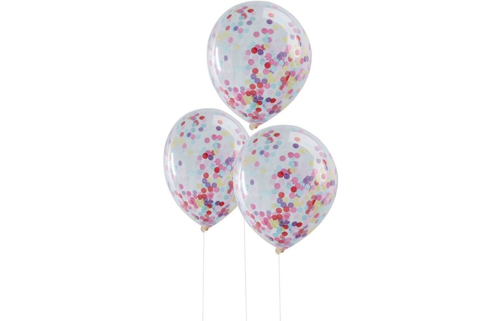 Confetti ballonnen confetti mix gekleurd 5 stuks