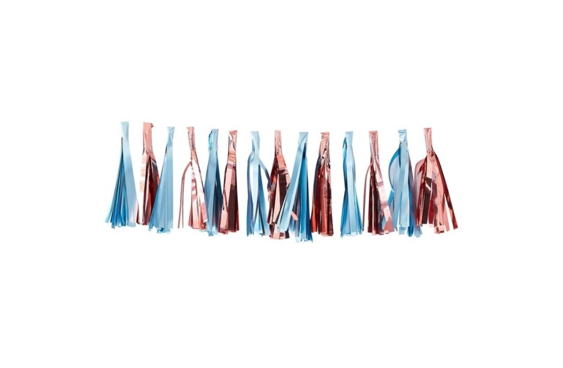 Tassel metallic blauw en rose gold 1.5 meter