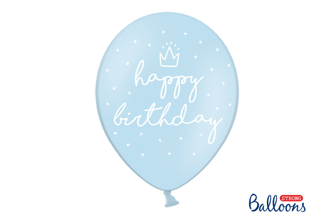 Ballonnen ‘Happy Birthday’ licht blauw 6 stuks
